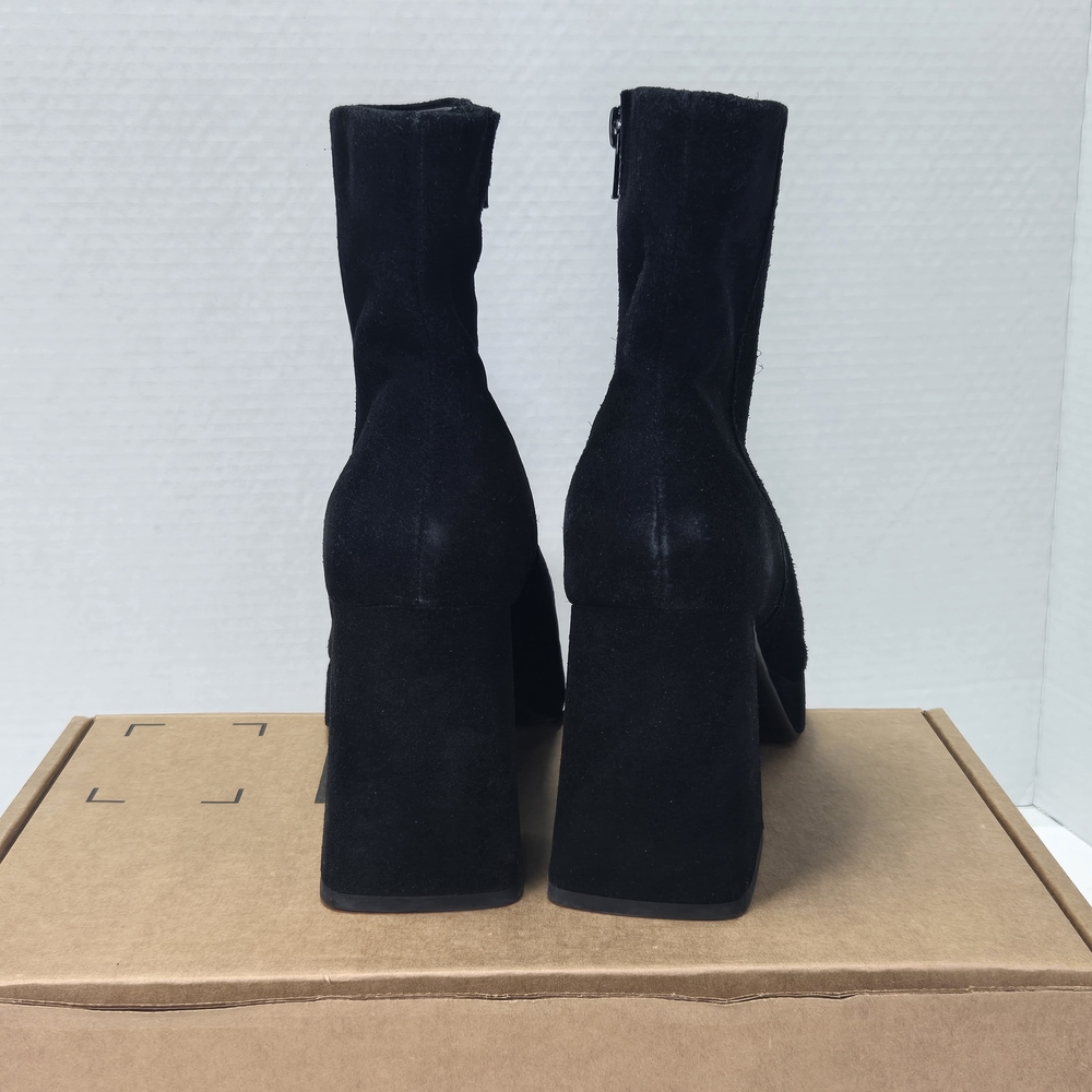 Dolce Vita Gracey Black Suede Leather Platform Block Heeled Boots Size 7.5 7 1/2 - Picture 3 of 16